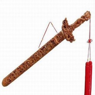 【桃木劍-九龍劍-98cm-1把/組】肥城天然桃木掛件雙龍劍九龍桃木劍旺宅祈福工藝品家居掛件-30041