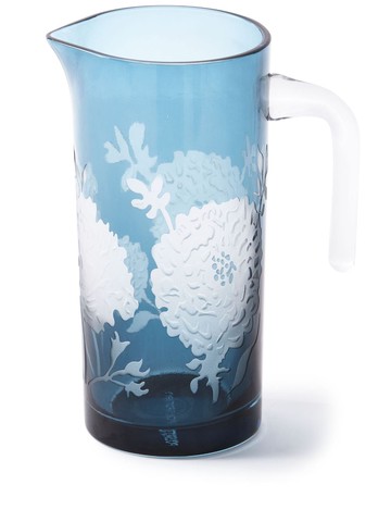 POLSPOTTEN - Peony glass pitcher (1L) - unisex - glass - One Size - Blue
