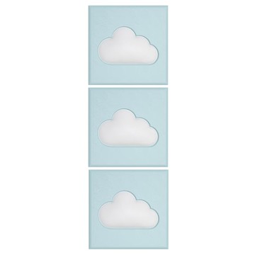 Vanibaby - 可裁切3D立體防撞壁貼-超值3入組-藍底白雲