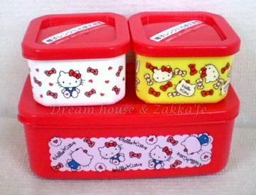 日本進口 sanrio 三麗鷗 Hello Kitty 凱蒂貓 保鮮盒/便當盒 《 一大兩小/一組 》★ 日本製 ★ Zakka'fe