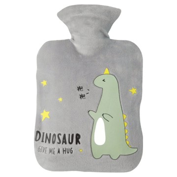 三次方 絨毛熱水袋 灰色恐龍 31.6 x 19.6cm 2L  1個