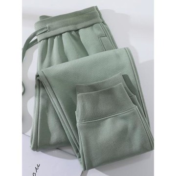 豆綠色加厚女裝休閑寬松大碼衛褲