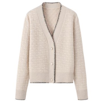 鄂爾多斯市產羊絨衫女開衫V領寬松大碼韓版加厚保暖毛衣外套K2173