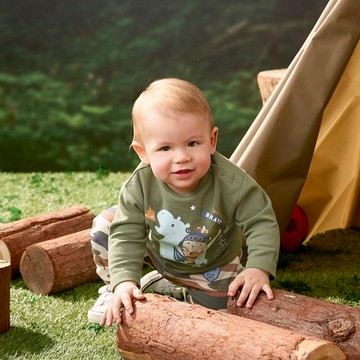 小英熊純棉長袖T恤 (綠色)