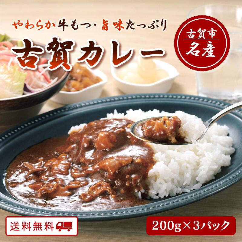 牛もつ入り 古賀カレー200g×3パック レトルト 食品 惣菜 おかず カレー 常温保存 送料無料