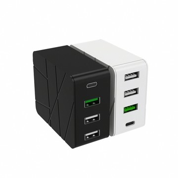 USB/QC充電器 【宅配免運】37W Type-C+Type-A+USB-A 4孔快充電源充電器