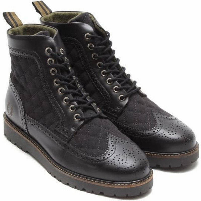 フレッド ペリー Fred Perry コマンド セメント ロング ウィング ブーツ キルティング Black British Olive メンズ 通販 Lineポイント最大0 5 Get Lineショッピング