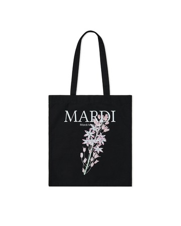 MARDI MERCREDI 印花帆布袋 黑色 百合花 淺粉花 純棉 CANVAS BAG LILIES 01