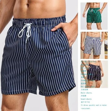 泳褲男條紋沙灘褲速干海邊沖浪褲防尷尬有內衫可下水男士溫泉短褲