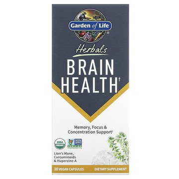 Garden of Life, 草本，大腦健康，薄荷味，30 粒全素膠囊