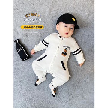 嬰幼兒男女寶寶春秋新生兒長袖春秋純棉網紅卡通哈衣連體衣爬爬服
