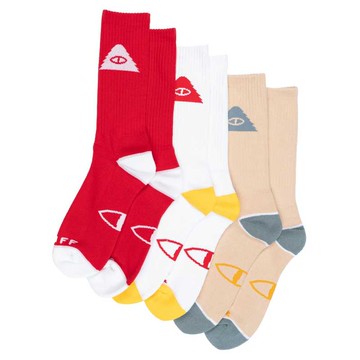 POLER ICON SOCKS 經典長襪 / 男襪 / 3件組 / 紅*白