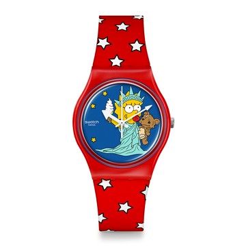 Swatch LITTLE LADY LIBERTY 辛普森家庭/瑞士製造 SO28Z120 (34mm)【官方旗艦店】