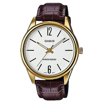 CASIO卡西歐 溫暖秋風大方線條大錶面男 (MTP-V005GL-7B)-白x47mm / 考試錶