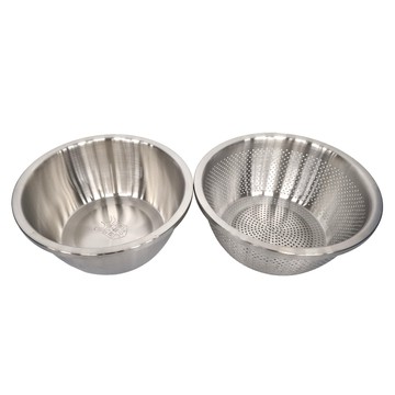 新錸家居 加厚304不鏽鋼加密孔瀝水籃/備料理盆/湯鍋 3L  24 x 10.5 x 16.5cm  Silver  1組