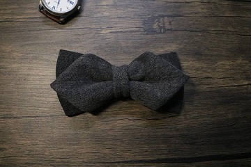 深灰色尖角领结/双层英伦范蝴蝶结正式商务