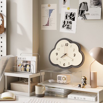 美世達奶油風創意ins云朵掛鐘客廳網紅家用餐廳現代簡約時鐘掛表