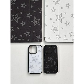 ✨新品熱銷✨黑白粒子星星適用iPhone14/16/15promax蘋果手機殼13膚感17水凝片