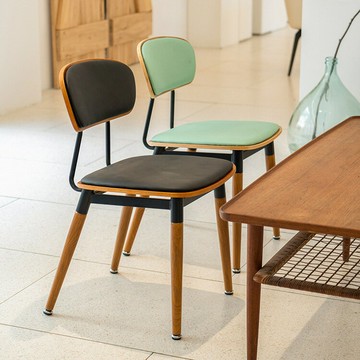 現代簡約鐵藝休閑奶茶餐凳餐飲店創意靠背椅家用餐廳軟包實木凳子 雙11全館免運