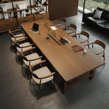 【臺灣公司 可打統編】免運 會議桌 實木長桌 實木洽談桌椅組合輕奢高級感大型會議桌辦公工作臺接待桌2025新款 可開發票 全館八折 工廠現貨直銷 新品特價 y10013