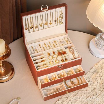 🔥可開發票#首飾盒多層大容量耳飾耳釘戒指耳環項鏈高檔防氧化手飾品收納盒#免運