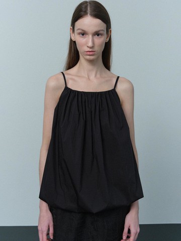 Shirring Balloon Blouse [Black]