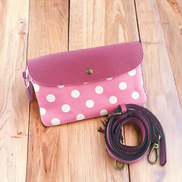 艾拉蔓手工斜背包巴黎包-點點系列(附真皮背帶)