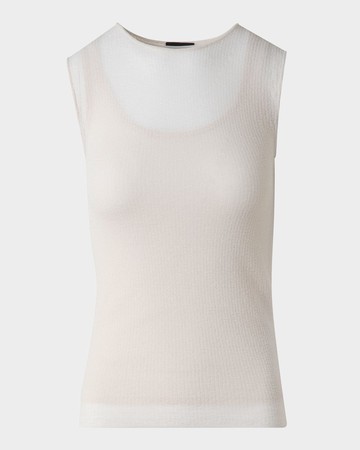 Structured Double-Layer Cotton Blend Knit Top