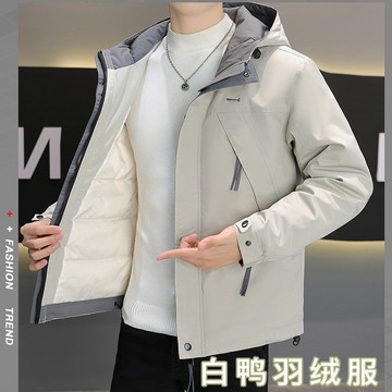 羽絨外套 男生外套 外套男 保暖外套 羽絨服男 白鴨絨羽絨服男 輕薄防風外套 短款保暖連帽外套 大尺碼外套 韓版男生外套
