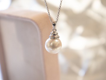 925純銀正圓11-11.5mm 天然淡水珍珠-光金蜜糖罐造型吊墜項鍊