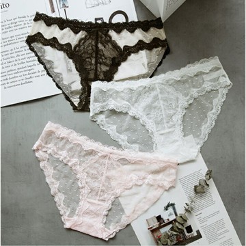 內褲女蕾絲透氣抗菌純棉襠薄款性惑舒適冰絲蕾絲三角內褲【聚物優品】