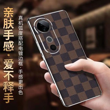 適用vivos19手機殼新款高級感格紋防摔商務S19Pro保護套s20全包個性網紅s20pro男女vivi時尚奢華s19por真皮紋