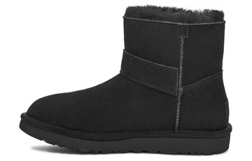 WMNS UGG MINI BAILEY GRAPHIC LOGO STRAP BOOTS BLACK