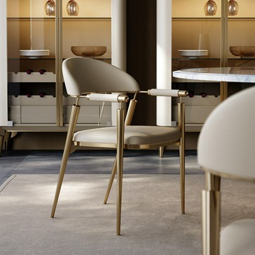 餐椅輕奢高端椅子家用極簡意式極簡網紅餐廳酒店洽談扶手椅靠背椅 雙11全館免運