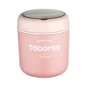 TeDeMeI 特得美 馬卡龍不鏽鋼早餐杯 530ML 304不鏽鋼+PP+矽膠  甜心粉  1個