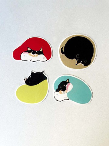 肥頰柴愛睡覺防水亮面貼紙系列 / 一組四張