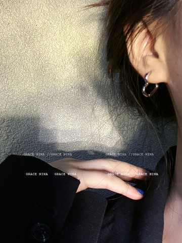 嘻哈girl~銀色冷淡風耳環2022年新款潮耳飾耳釘女愛心耳扣圈夏季