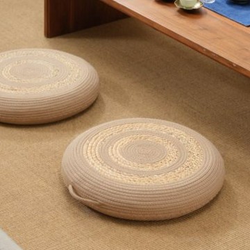 【匠俱】草編加厚蒲團坐墊 直徑45cm高10cm 日式跪拜禪修墊 客廳飄窗榻榻米 家用地上坐墩 沙發邊矮凳