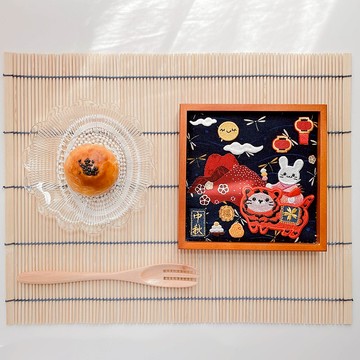 中秋【賞月祈福】木製刺繡托盤/DIY材料包/成品訂製