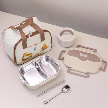 304不銹鋼分格學生餐盒防漏密封便當盒食品級飯盒1年級食堂保溫盒