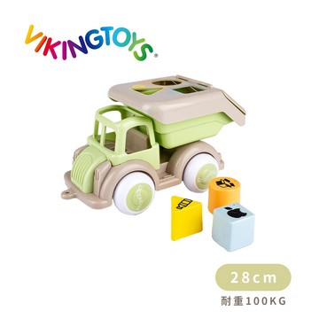 瑞典Viking toys踩不壞/不刮手的維京玩具-Ecoline莫蘭迪色形狀認知資源回收車-28cm 20-81280