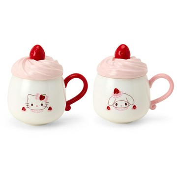 真愛日本 凱蒂貓kitty 美樂蒂 草莓蛋糕 第二彈 陶瓷馬克杯 附杯蓋 馬克杯 陶瓷杯 杯子 KD114