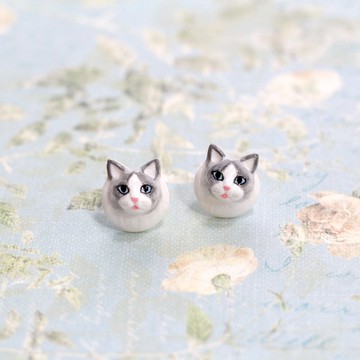布娃娃貓耳環、貓耳釘、愛貓禮物