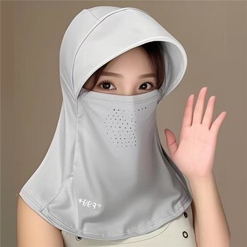 防曬帽女士夏季遮全臉面罩騎行遮陽帽防紫外線護頸一體帽冰絲頭套