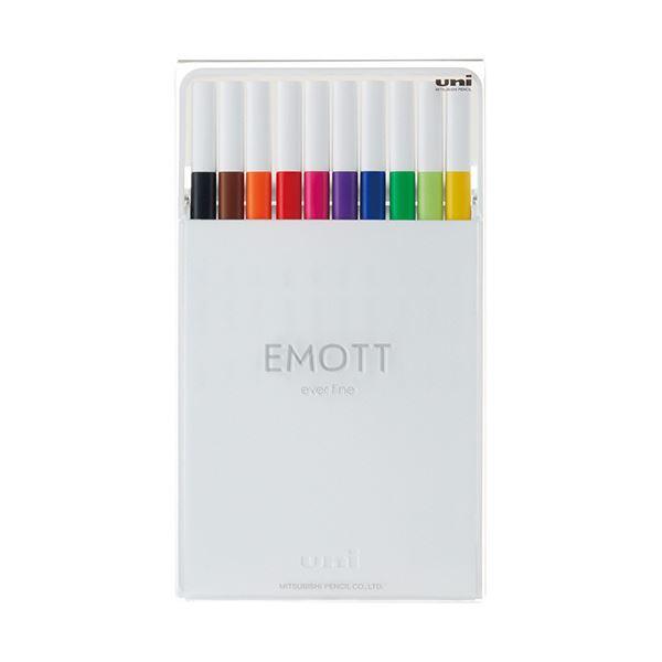 まとめ）三菱鉛筆 水性サインペン EMOTT10色セット No.1 スタンダード