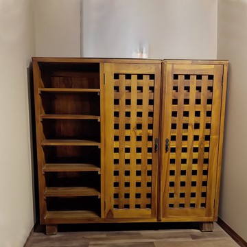 【吉迪市100%全柚木家具】HY100 柚木雙門六層 開放鞋櫃 收納