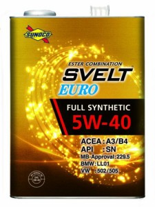 9226円 SUNOCO スノコ エンジンオイル SVELT EURO スヴェルトユーロ 5W-40 20L缶 | 5W40 20L 20リットル ペール缶  オイル 交換 人気 オイル缶 油 | LINEショッピング