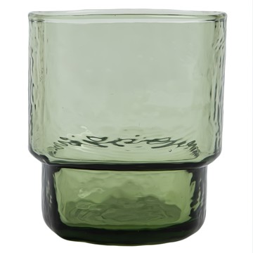 HOLA 和樂家居 艾禮思可堆疊玻璃水杯 方型 9.5 x 8.3 x 8.3cm 330ml 200g  橄欖綠  1個