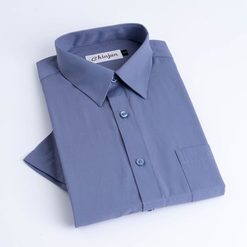 s8058 勁榮抗皺襯衫-短袖、灰底斜紋、s8058 台灣現貨 男襯衫 商務 口袋 硬領