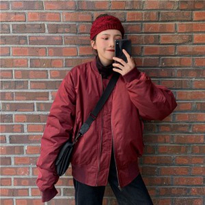 ブルゾン ジャケット Ma1 かっこいい カジュアル ミディアム レッド ワインレッド ブラック 赤 黒 シンプル 無地 全2色 ジッパー コット 通販 Lineポイント最大8 0 Get Lineショッピング